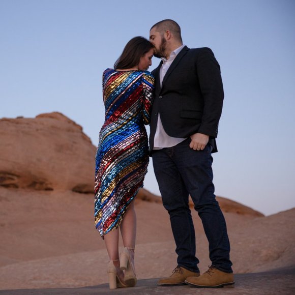 Glowing Dream Sequin Mini Dress asymmetrical SM - Picture 12 of 13